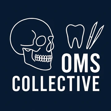 OMS Collective logo: a line drawing of a skull, a tooth and forceps